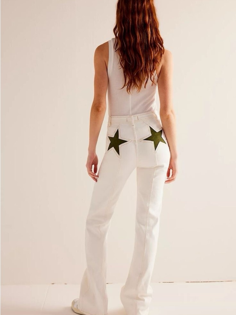 We The Free Firecracker Cream Jeans with Olive Stars
